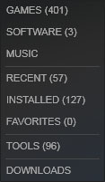 My Steam Library (as of May 24, 2015)